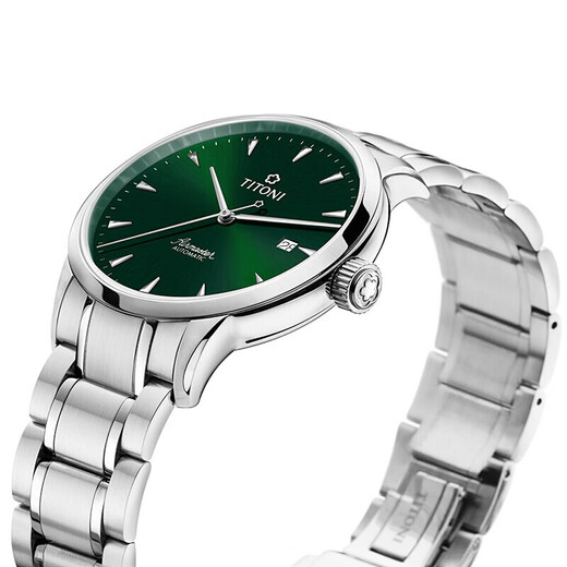 
Plum Blossom (Titoni) Men's Watch Swiss Watch Air Overlord Series Automatic Machinery Classic Business Men's Watch 83733 S-673 Steel Belt Green Disc
