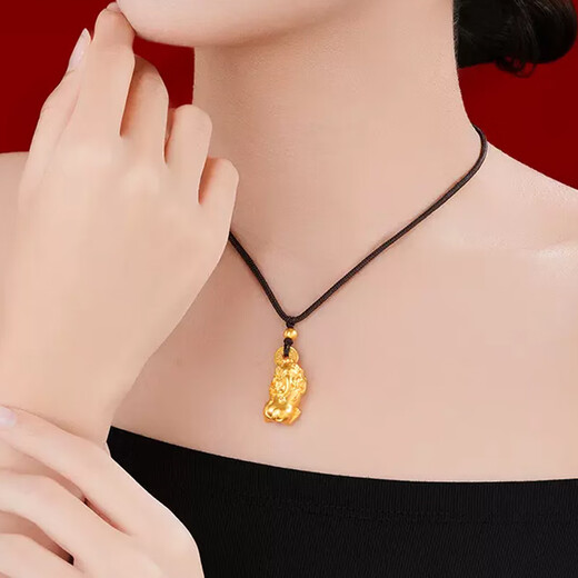 Erli Ancient Gold Color Lucky Pixiu Coin Pendant Necklace for Men and Women, Versatile Simple Necklace Accessories Biting Coin Pixiu Pendant