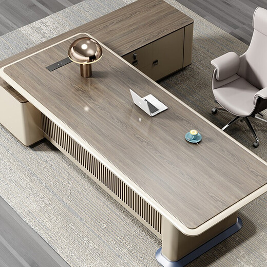 An Meicheng Furniture Boss Desk Office Light Luxurious President Desk Simple Manager Desk and Chair Set 2.4m Boss Desk + Boss Chair + 2.4 File Cabinet