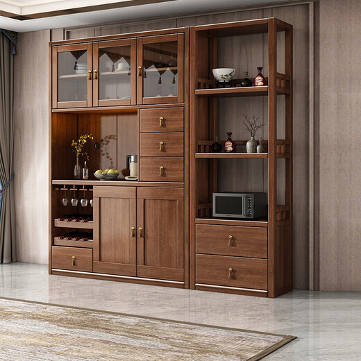 Xiaomuwo (xiaomuwo) meal cabinet partition cabinet solid wood porch room wine cabinet against the wall cabinet function storage dining cabinet Purple sandalwood 1.2 meters of cabinet (3 door) assembly