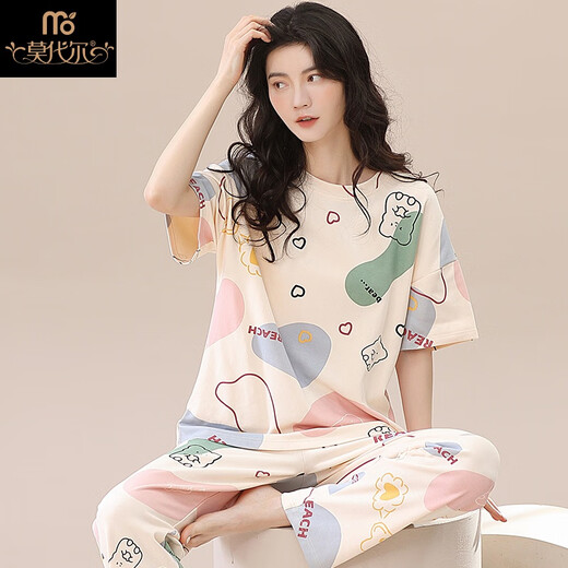 Modal 2025 Nuevo pijama para mujeres en pantalones de manga corta de verano Conjunto de dos piezas Pure Spring y Summer Internet Celebrity Home Clothing Set YS-679 M
