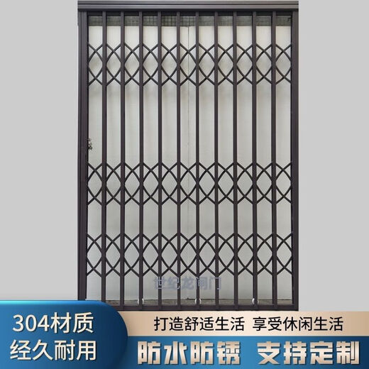 Vinoa 304 manual push and retract door, stainless steel sliding door, folding door, sliding door, anti-theft net, balcony protection, 304 stainless steel sliding door, customized according to door size, consult customer service for customization