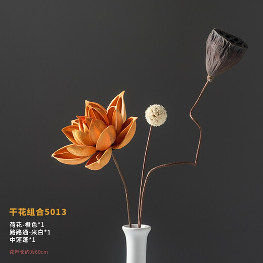 荣弘发干花花束真花装饰摆件荷花风干莲蓬天然莲藕禅意插花中式客厅摆设 干花组合 5008