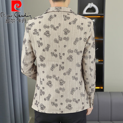 
Pierre cardin spring and autumn thin casual suit for men Korean style slim floral single top trendy personality small suit jacket Khaki M 90-105Jin [Jin equals 0.5 kg]