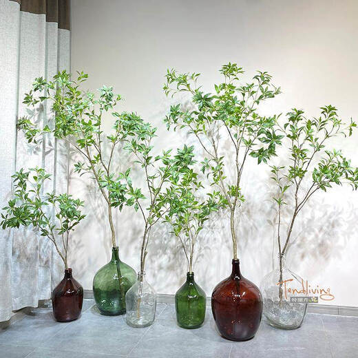 Flower e-flow simulated green plant Mazuimu light luxury fake plant indoor living room clothing store window floor-standing ornaments hanging clock decoration Mazuimu branch/2.1 meters