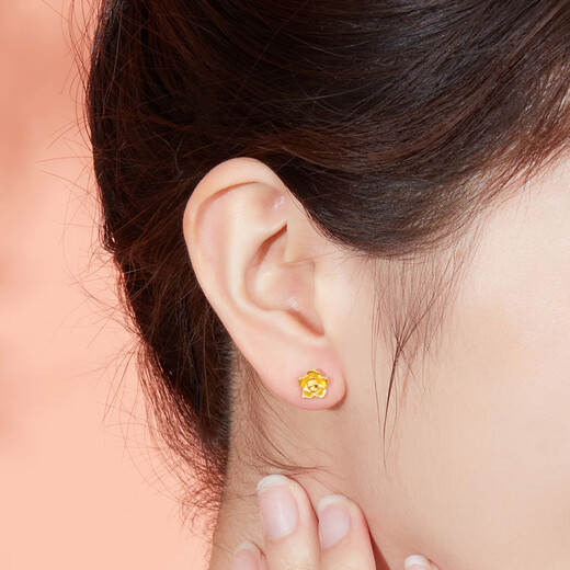 Lukfook Jewelry Pure Gold Rose Gold Earrings Women's Gold Earrings Price GMG50042 Approximately 1.84 grams