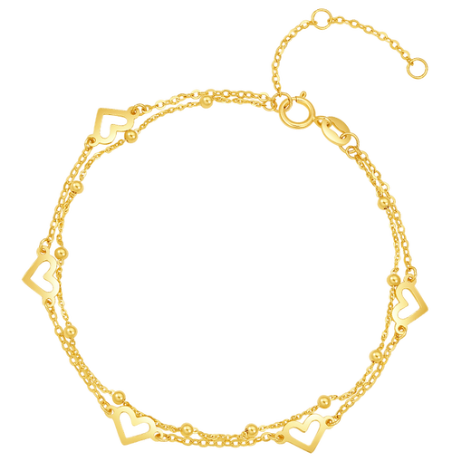 Saturday blessing yellow 18K gold bracelet women's love double-layered gold bracelet birthday gift C0712342 16+3cm
