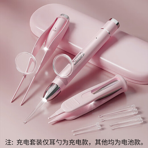 COOKSS儿童挖耳勺发光掏耳朵神器充电款耳镊新生儿可视高清采耳3件套