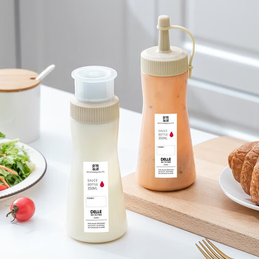Tingyang Kitchen Salad Squeeze Sauce Bottle Household Honey Oyster Sauce Seasoning Bottle Condensed Milk Squeeze Bottle Food Grade Seasoning Dispensing Bottle Porous White 350ml