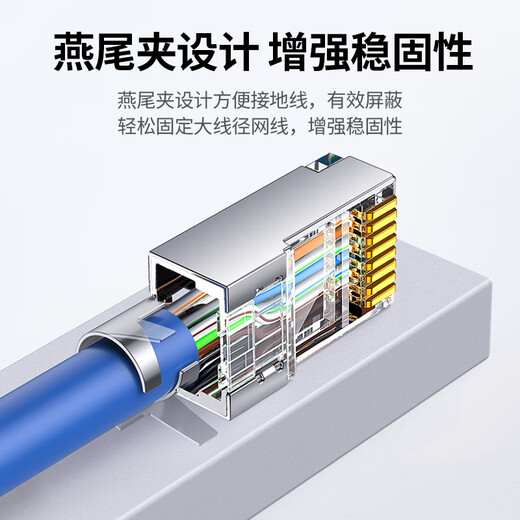 绿联六类网线屏蔽水晶头 6类千兆网络接头 50U镀金工程级RJ45电脑网线连接器CAT6两件式接头10个 20842