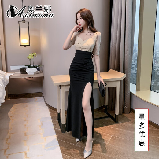 Chuangjingyi choisit une robe à col en V sexy étudiant uniforme de pied de bain de bain de bain technicien de massage mince et mince robe de soirée haut de gamme b3882 noir s