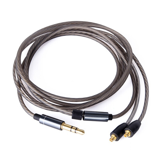 Earmax 适用MMCX舒尔SE215PRO SE425 SE535 SE846 E5000镀银耳机线 灰色弯插带挂 线控版