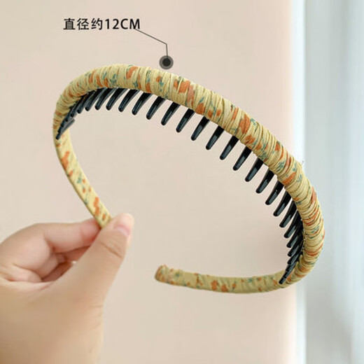 BARY REEF Girls' Floral Fabric Children's Pressed Hairpins Broken Hairbands with Teeth Anti-Slip Korean Cute Princess Doesn't Hurt Her Head Fashionable Summer Green Floral Hairbands
