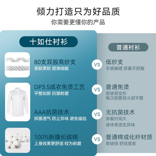 
Shirushi shirt men's long-sleeved high-end white shirt pure cotton high-spin, anti-wrinkle business casual formal wear 301 white regular version One size 42/84 [175/100A]