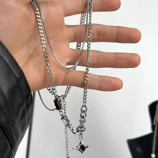 Qi Xiaomi Starlight double-layered men's necklace men's trendy clavicle chain niche high-end pendant fashion jewelry birthday gift