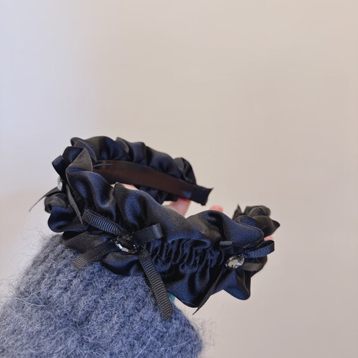 
LeMIAO 2024 early spring new product retro acetate satin high-quality Hepburn style exquisite bow hairpin headband women F826-black Hepburn style hairpin