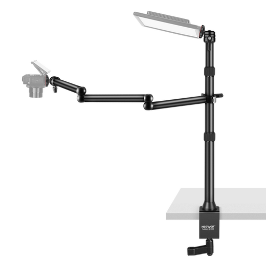 NEEWER TL253A Desktop Bracket Cross Arm Lamp Stand Extended Photography Fill Light Stand Live Broadcast Mobile Phone Camera Ring Lamp Bedside Support Stand Photography Photography Adjustable Universal Bracket Desktop Bracket with Folding Wishbone Rod TL253A+MH022