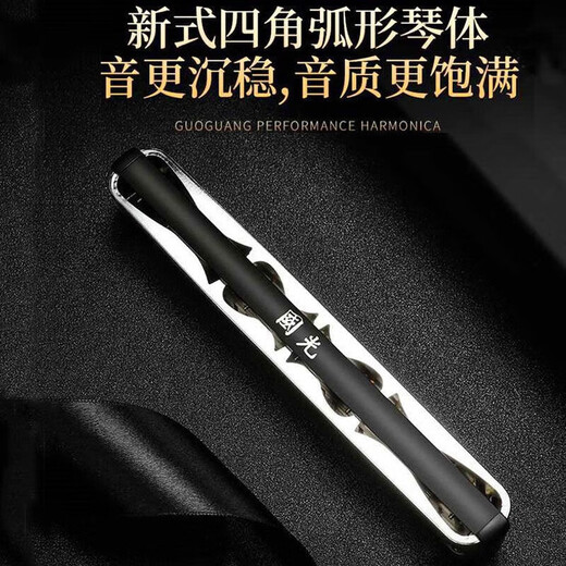 Guoguang Germany imported gong harmonica accent polyphonic C tune professional harmonica can be used for gifts [high-end performance] 28-hole matte black polyphonic C tune