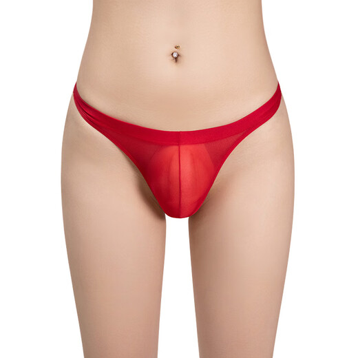 Temptation of desire sexy ultra-thin stretch briefs thong tight transparent breathable men's underwear red one size fits all (80-130Jin Jin equals 0.5kg)