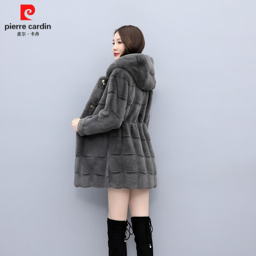 
Piercardan Haining Fur Coat Women's Slim Medium-length Hooded Fur Integrated Mink Female Mink Coat Winter Gray (100% Fur Integrated) Spot M (85-100Jin [Jin equals 0.5 kg] Give 98 yuan plus