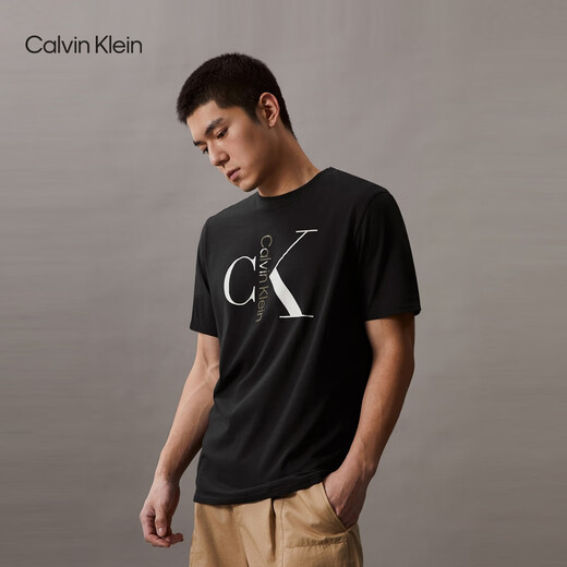
Calvin KleinJeans summer men's casual commuting classic ck large letter printing pure cotton short-sleeved T-shirt 40KC829 BAE-Space Black L