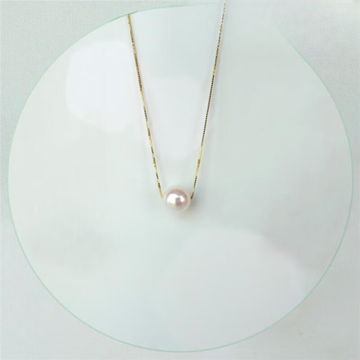 Luoyi classic Akoya 18k gold chain Japanese akoya seawater pearl necklace clavicle chain high-gloss perfect circle passerby 18k gold/circle chain 8.5-9mm40cm