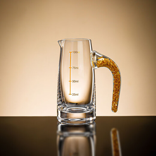 Pige Home Liquor Cup Set Household Wine Divider Small Wine Cup Gold Foil Handle Advanced Wine Divider Commercial Spirit Glass One-cup Two-Liang Gold Foil Wine Divider Single Pack-PG-6231 100ml