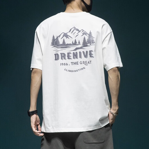 Baumwoll kurzärmeligte T-Shirt für Männer, die große halbe Ärmeln T-Shirt American High Street gedrucktes Kurzärärt-T-Shirt für Männer T1506 Dunkelgrün M.