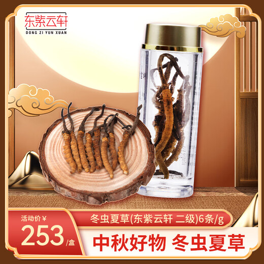 东紫云轩 冬虫夏草 6条1g GMP高标准 严控品质 中药材 中药饮片 1盒装