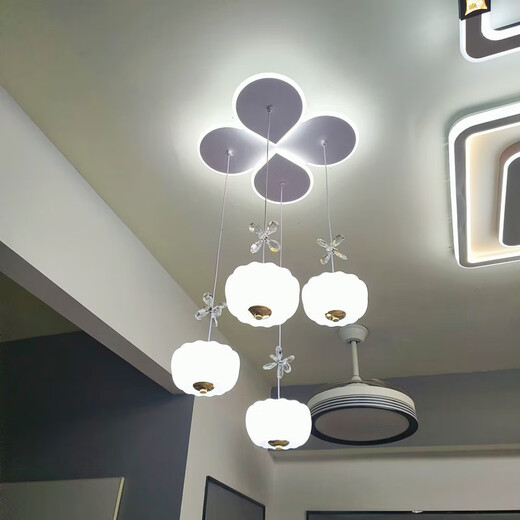 现代简约餐厅吊灯北欧创意个性饭厅餐桌吧台灯具网红轻奢水晶吊灯 3889/三色变光