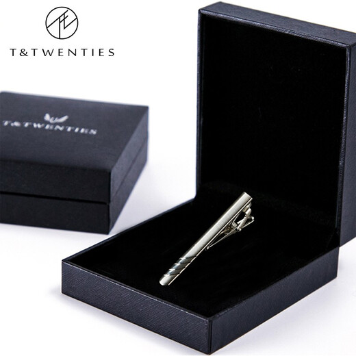 T/Twenties men's business hand-made formal wear gift box mulberry silk Valentine's Day gift for boyfriend and friend [hand-made tie + tie clip + brooch]