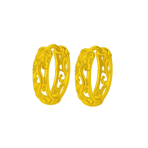 MHFDO old phoenix plated 24K gold Chinese dragon earrings national trend temperament Year of the Dragon zodiac earrings gold men's Chinese dragon earrings Chinese dragon earrings