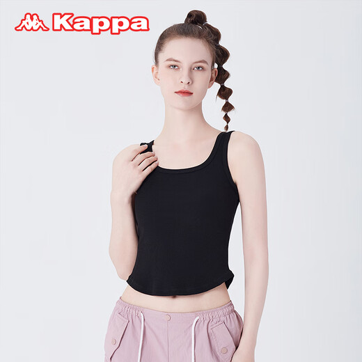 Kappa (Kappa) Kappa vest women's short inner wear high elastic slim ribbed cotton breathable bottoming sling fitness underwear for women
