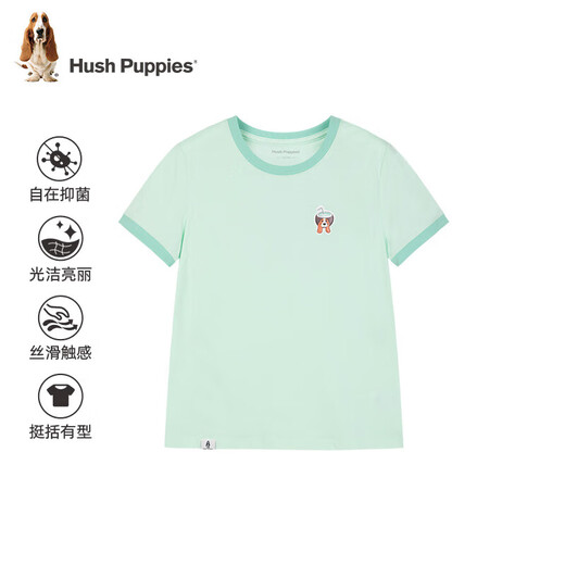 Hush Puppies children's clothing children's 2024 summer new style for men and women, quick-drying, sun-proof, cool, skin-friendly, casual, fashionable and energetic short-sleeved, mustard green C style 160cm