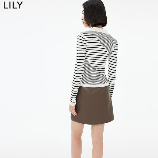 
LILY autumn new women's clothing retro workwear commuting elegant temperament slim PU short skirt A-line skirt women 719 chestnut brown M