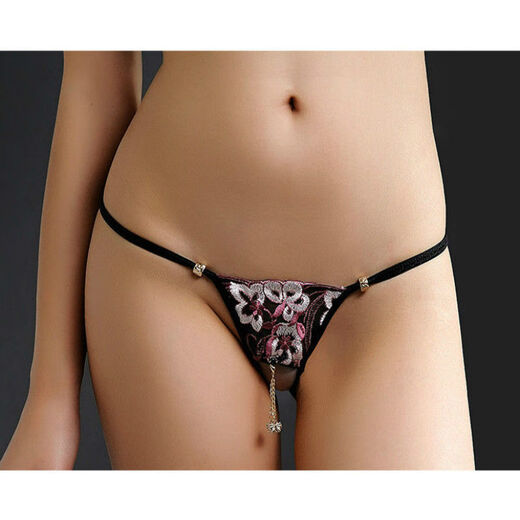 Jiumu Yade, sexy and interesting underwear, women's underwear, hot, passionate and transparent exposed hair, straight into thong, NTJ0098 open-end style, S[80-100Jin[Jin equals 0.5 kg] wearable]
