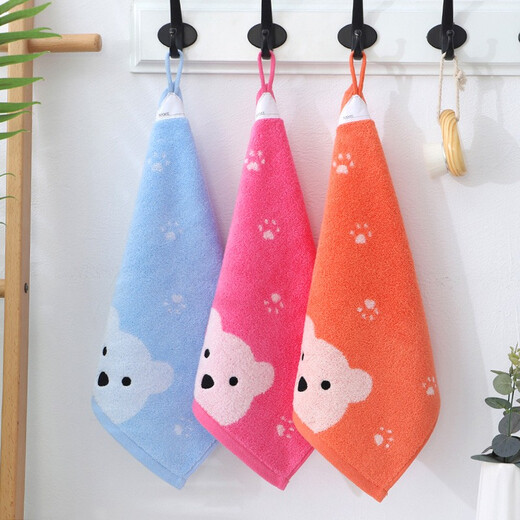 Gold number pure cotton cartoon couple children's household adult face wash square kindergarten face wash square lanyard square towel sweat-proof towel soft and absorbent 36*33CM (blue red 1 red) 3 pack