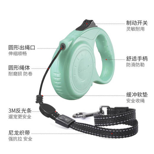 Donis JS05 Dog Leash Dog Walking Rope Medium and Large Dog Automatic Retractable Dog Chain Teddy Gold Border Collie Black (Dog Leash) L (5 meters recommended 40-72Jin Jin equals 0.5 kg)