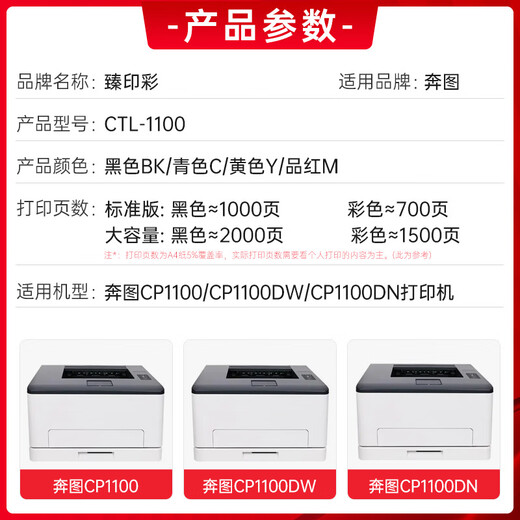 El color de Zhenyin es adecuado para la caja de polvo Bentu CP1100DN CM1100DN/DW Tóner CM1100Adn/ADW Box de tóner de impresora [página 9900] CTL-1100X Cuadro de polvo de cuatro colores