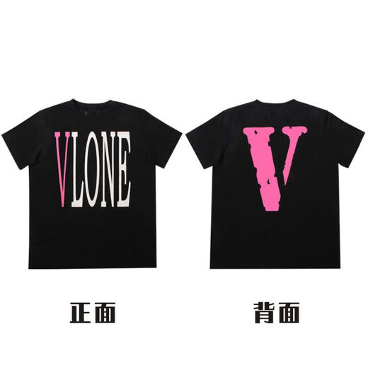 ZHIDOUDOU美式潮牌VLON Jerry大V短袖fog高街半袖男女情侣ins夏季VTG风T恤 6187-黑色 11XL s码 建议90-110斤