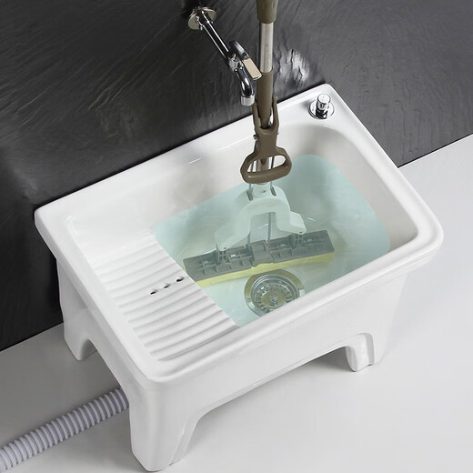 GuanMu new model large ceramic mop pool with washboard balcony mop pool mop pool wash mop pool laundry pool desk control 59 cm with washboard