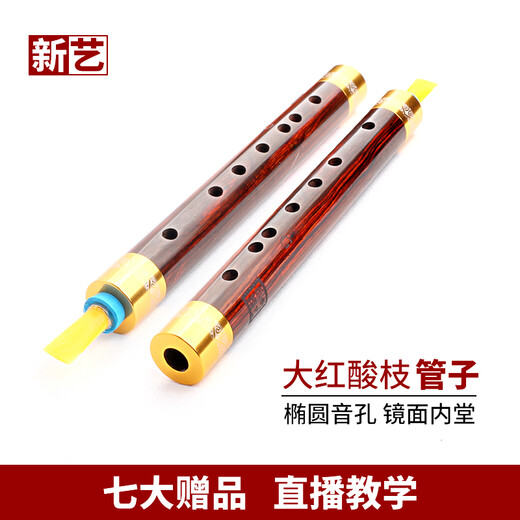 新艺大红酸枝飘红老红木管子乐器催泪管初学者专业演奏管乐 大红酸枝（飘红）大G调+7大赠品