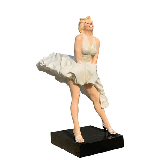 Kangxinya fiberglass painted Marilyn Monroe model character sculpture outdoor square shopping mall park landscape floor-standing ornaments 1.8 meters style Dingjin