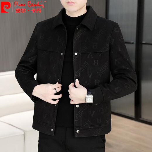 皮尔卡丹（pierre cardin）呢子外套男士秋冬季新款加绒加厚夹克高级感轻熟风休闲男装上衣服 灰色（加厚） 加绒 2XL 145-160斤