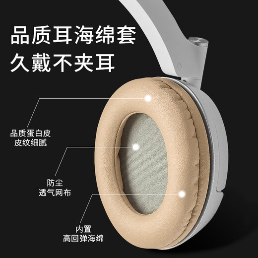 墨顿 适用蛇圣M1耳罩EDIFIER漫步者H840耳机套H841p K830头戴式耳机罩耐磨皮套头梁套替换海绵套配件 白色网布款耳机套一对【同hd4.50】