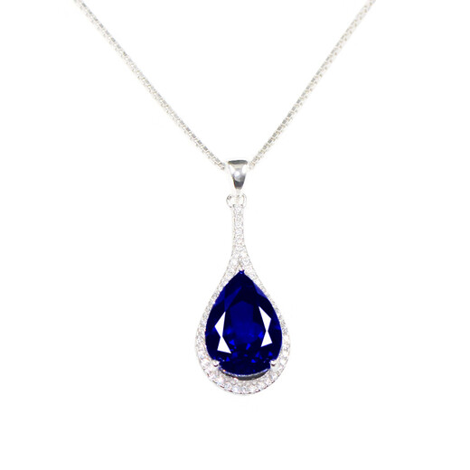 Anmi Love Double Yingxi Tanzanite Necklace Heart of the Ocean Pendant Water Drop Sapphire 925 Silver Degree Colorful Jewelry Single Pendant without Chain Main Stone 10*14mmDZ36