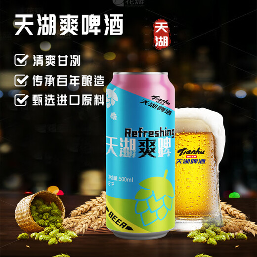 Tianhu Beer Refreshing 8 Degree Lager Beer 500*24 cans full box fresh and light