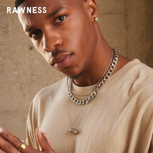 Rawness dumbbell necklace rotating barbell plate fitness fashion brand Qijian pendant custom couple jewelry male birthday gift 35mm for boys to wear (large L)