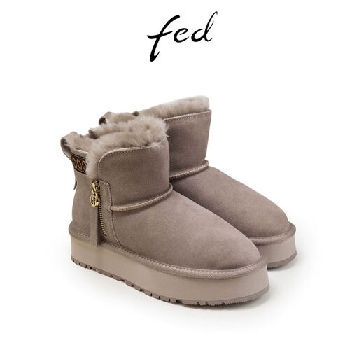Gefütterte Schneefindungsschnee Winter neuer Frauenstiefel Pelzschuhe verdickte warme Schuhe Kurzstiefel Frauen D1105-JA001 GRAY 36