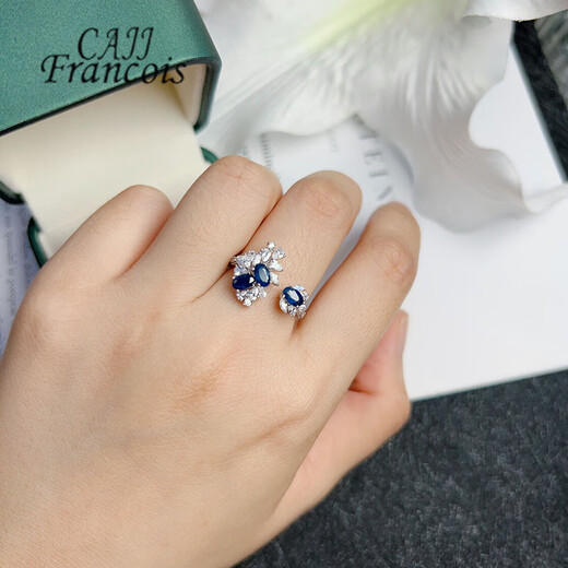 CAJJ Francois 0.99 carat sapphire ring for women, natural colored gemstone, jewelry gemstone, 925 silver inlay, size 13